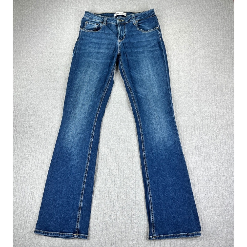 Zara Bootcut Jeans Women Size 6/27 x33 Blue medium wash Stretch Denim Mid Rise